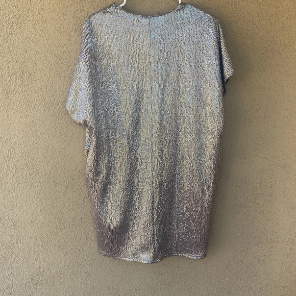 beautiful silver sparkle tunic mini dress w/ pockets great little formal dress - Picture 6 of 14